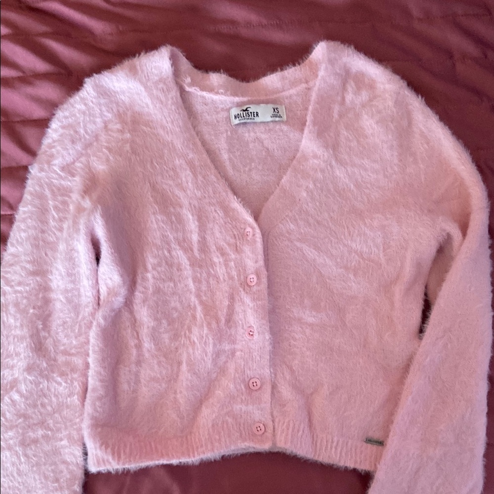 Hollister Pink Cardigan Sweater Soft V-Neck